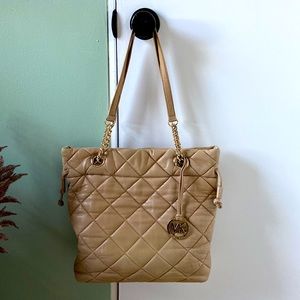 RARE Michael Kors Quilted Tan Leather Shoulder bag